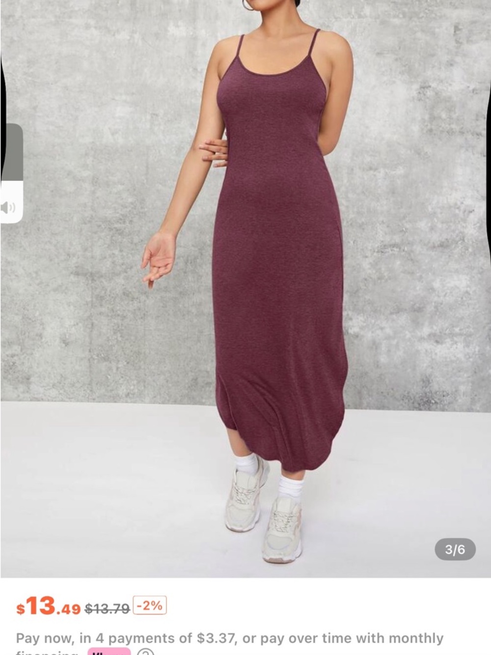 SHEIN Burgundy Spaghetti Strap Maxi Slip Dress